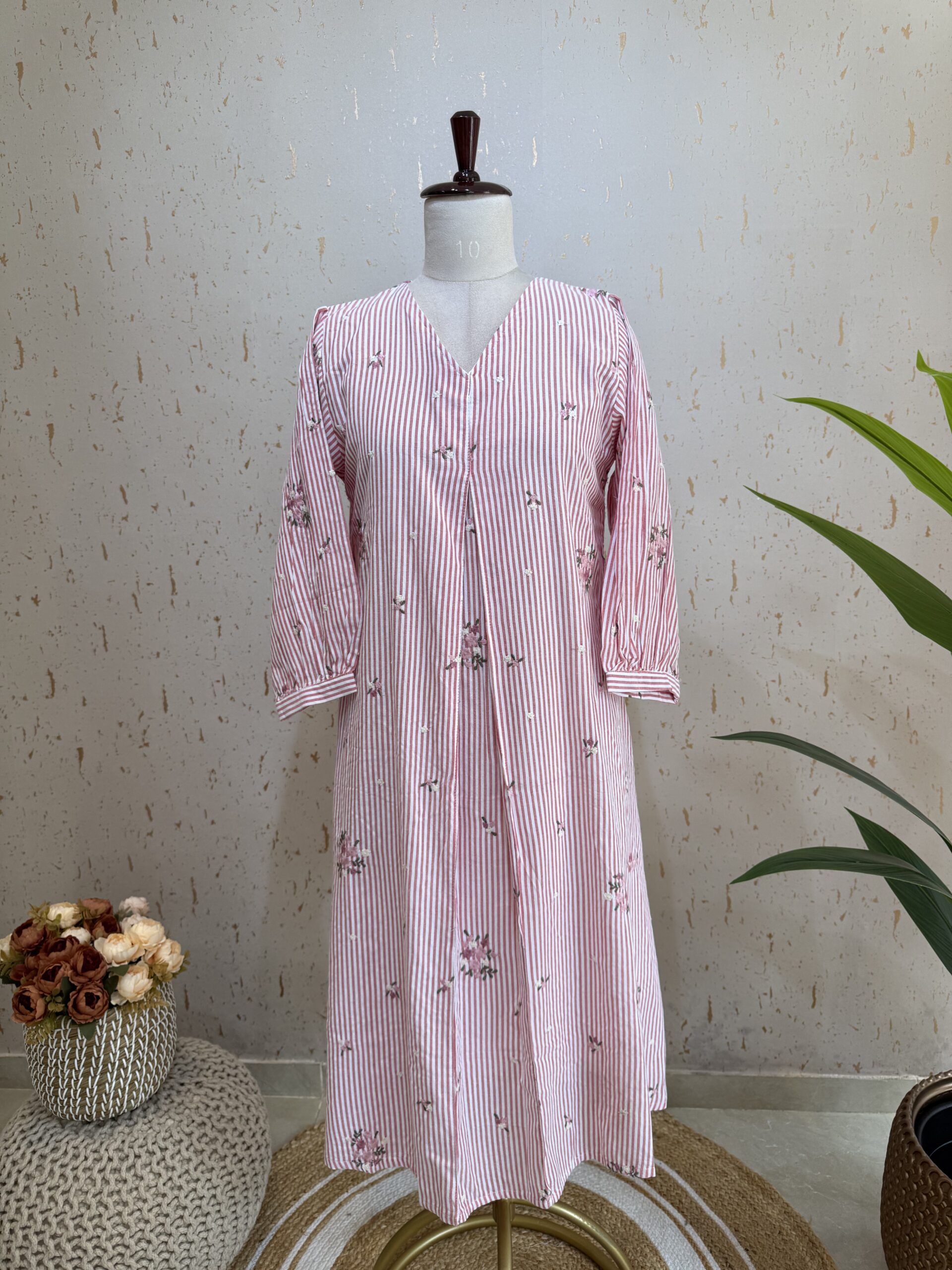 Elagant & Trendy Cotton Embroidered Aline Co-ord Set (FREE SIZE UP TO XL)