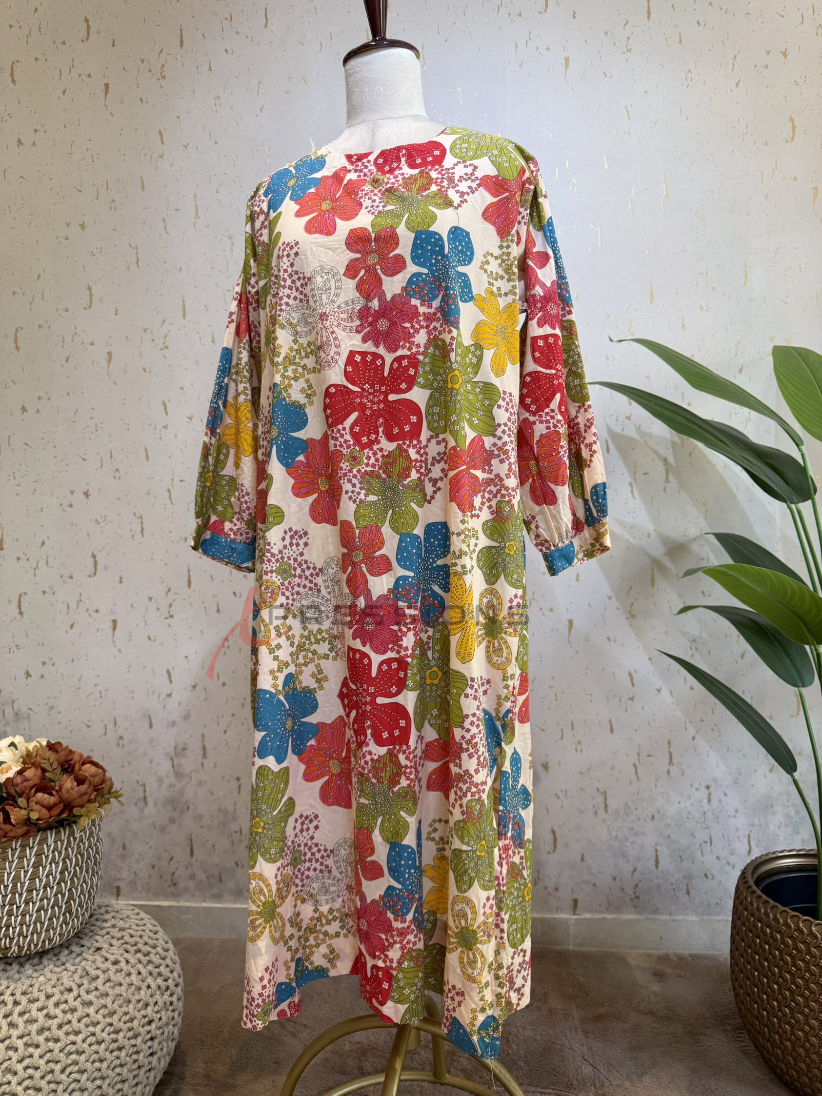 Retro Dream Multicolor Floral Cotton Co-ord Set (Free Size Upto XXL)