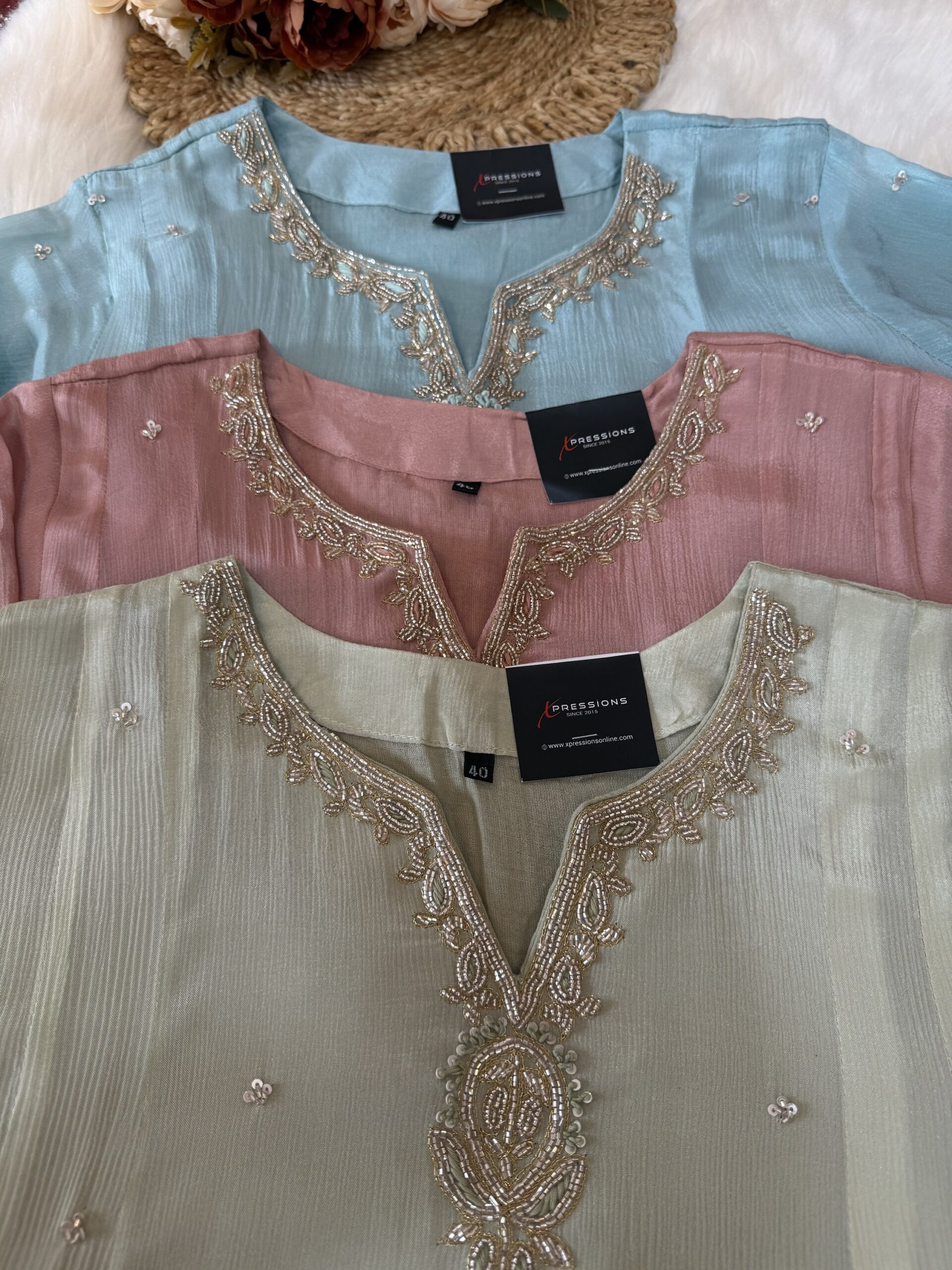 Gorgeous Handworked Anarkali Suit in Luxurious Chinnon fabric Paired with Crisp Organza Dupatta.